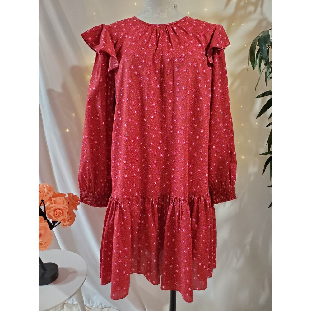 Ann Taylor Red Long Sleeve Dress